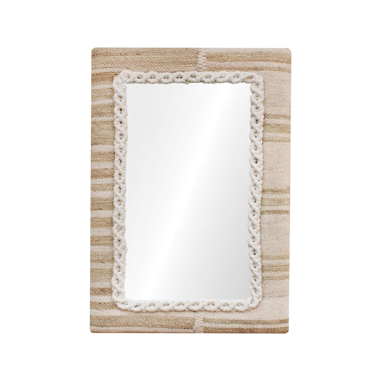 AMPOR WALL MIRROR - IVORY - HAND WOVEN - JUTE /WOOL & MDF