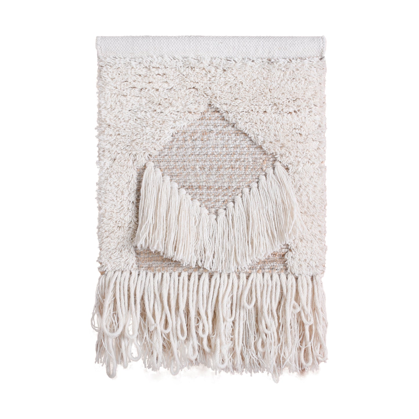 BASCOV WALL HANGING - NATURAL/IVORY - HAND WOVEN - JUTE + WOOL