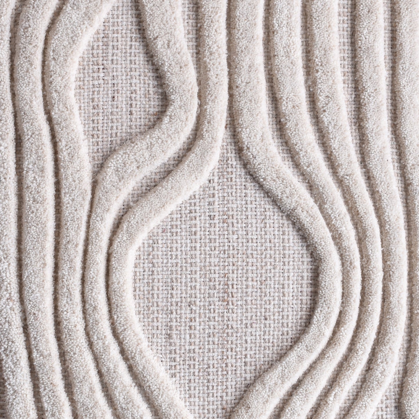CARAPIC WALL ART - IVORY - HAND WOVEN/OVER TUFTED - WOOL & MDF