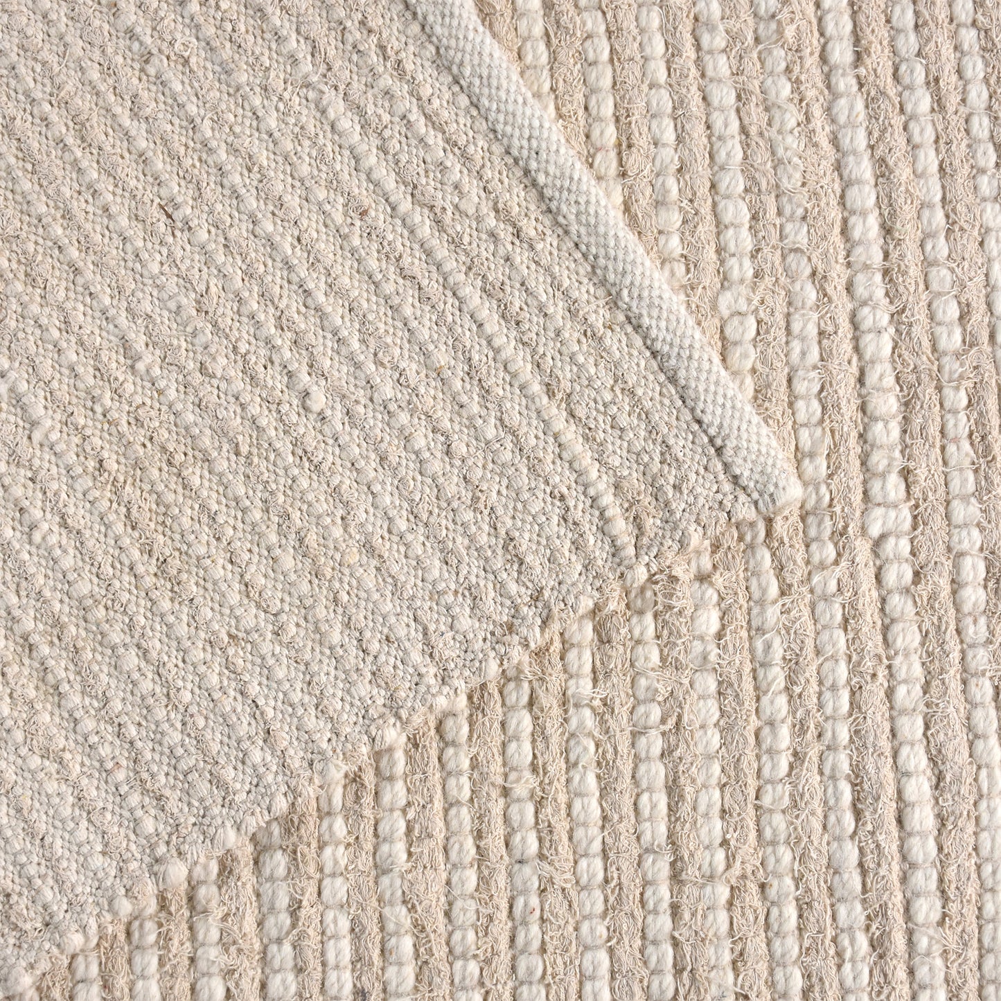 DRYSDALE RUG - WOOL/COTTON SALVAGE - IVORY - HAND WOVEN