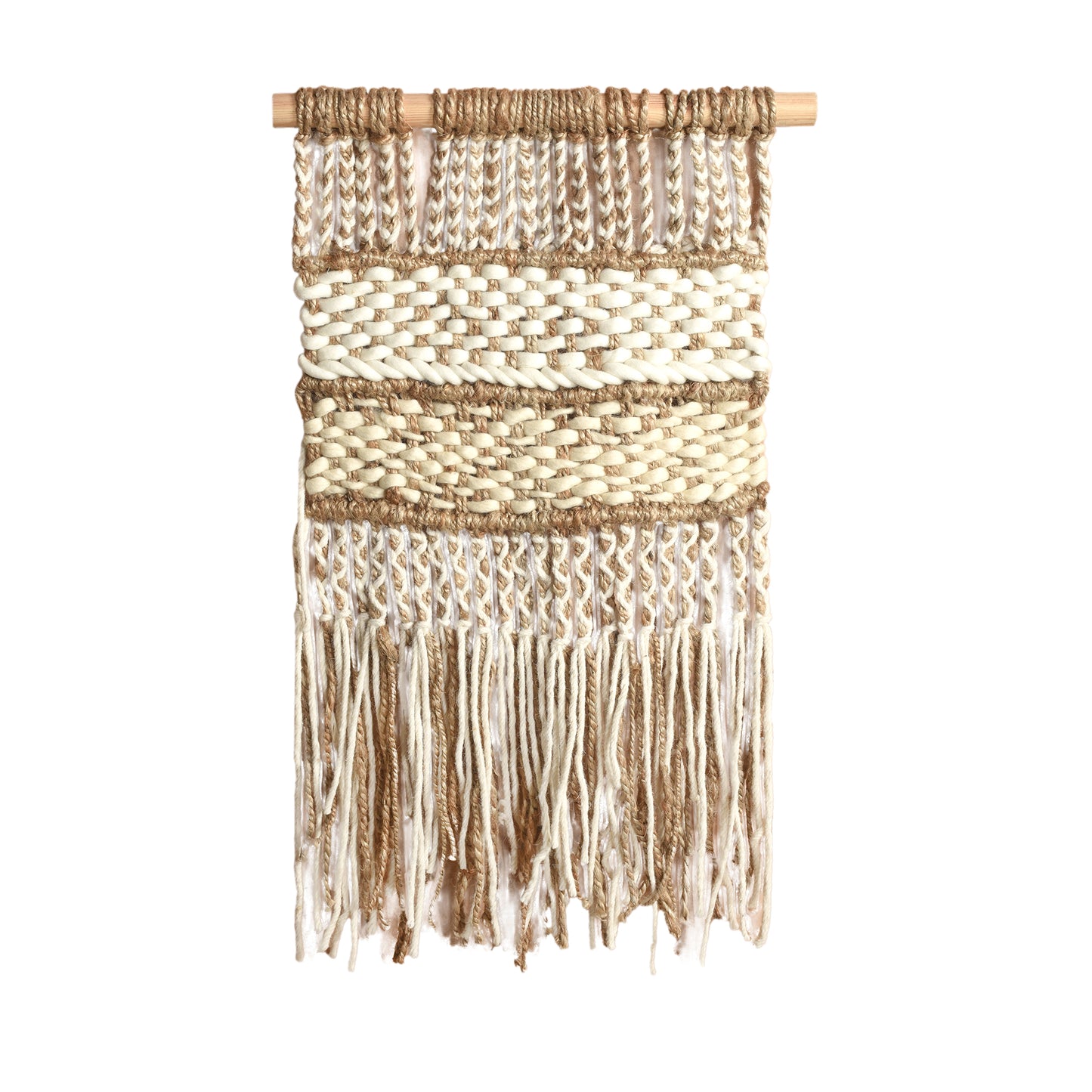 HOLAR WALL HANGING - NATURAL/IVORY - HAND KNITTED - JUTE + WOOL