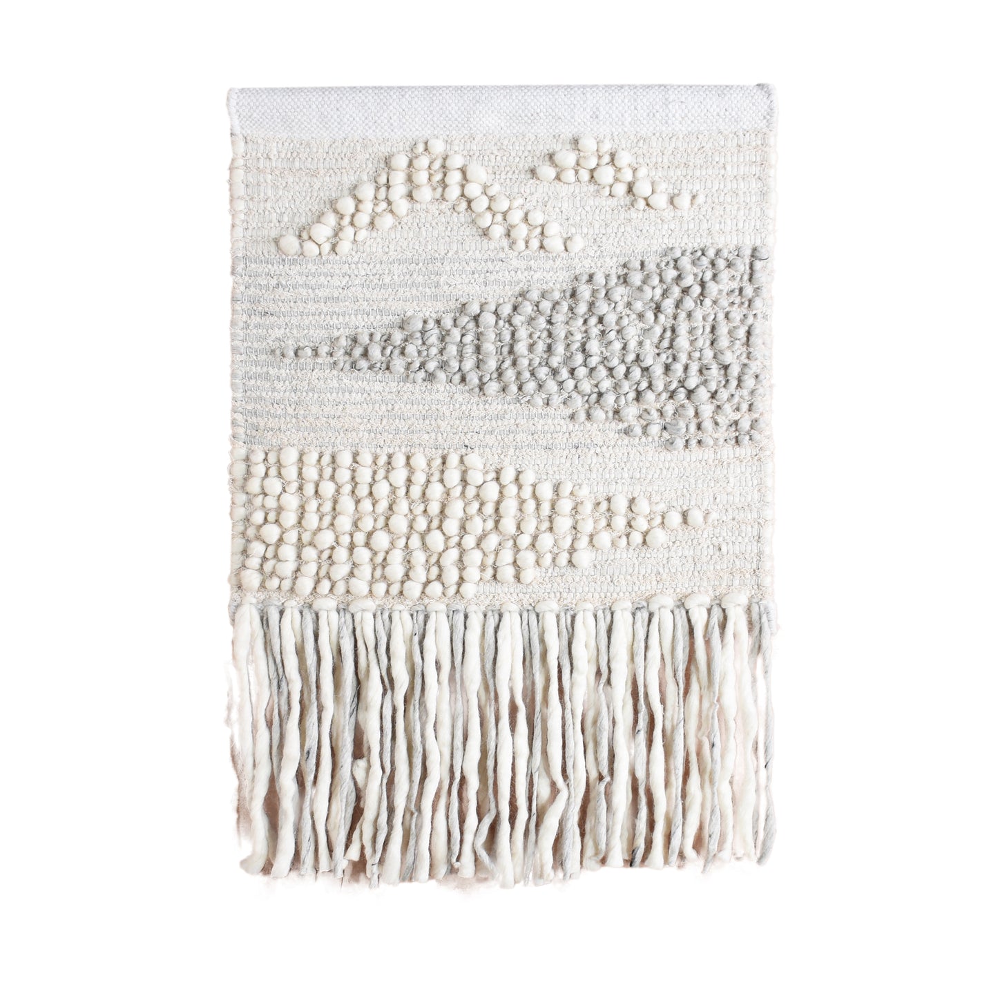 HUNEDO WALL HANGING - IVORY/GREY - HAND WOVEN - WOOL + COTTON SALVAGE