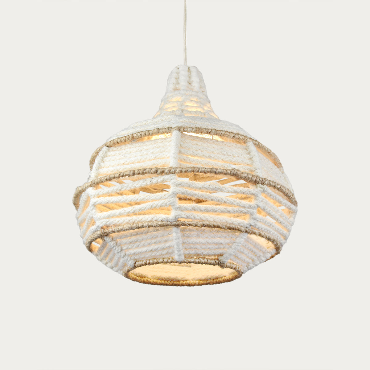 JUNQUEIR LAMP - IVORY/NATURAL - HAND MADE - WOOL DORI + JUTE