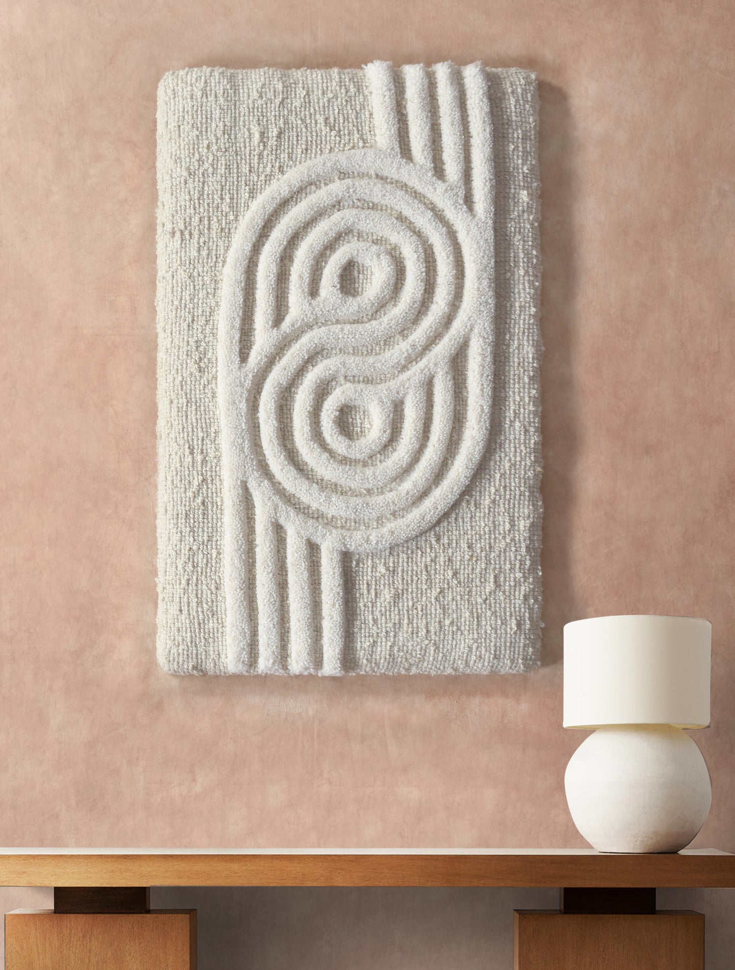 MISGAV WALL ART - AND MAMEDOT WALL ART - IVORY - HAND WOVEN/OVER TUFTED - WOOL & MDF