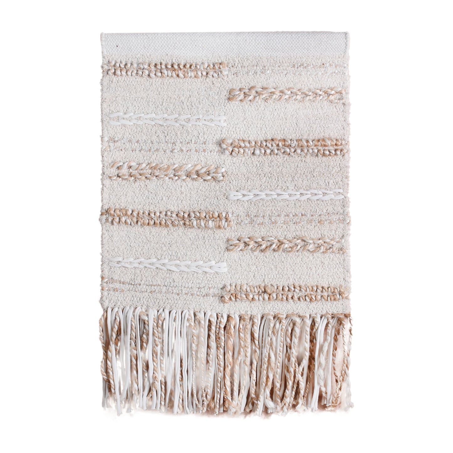NEGRESTI WALL HANGING - IVORY - HAND WOVEN - JUTE + COTTON SALVAGE + COTTON RAG