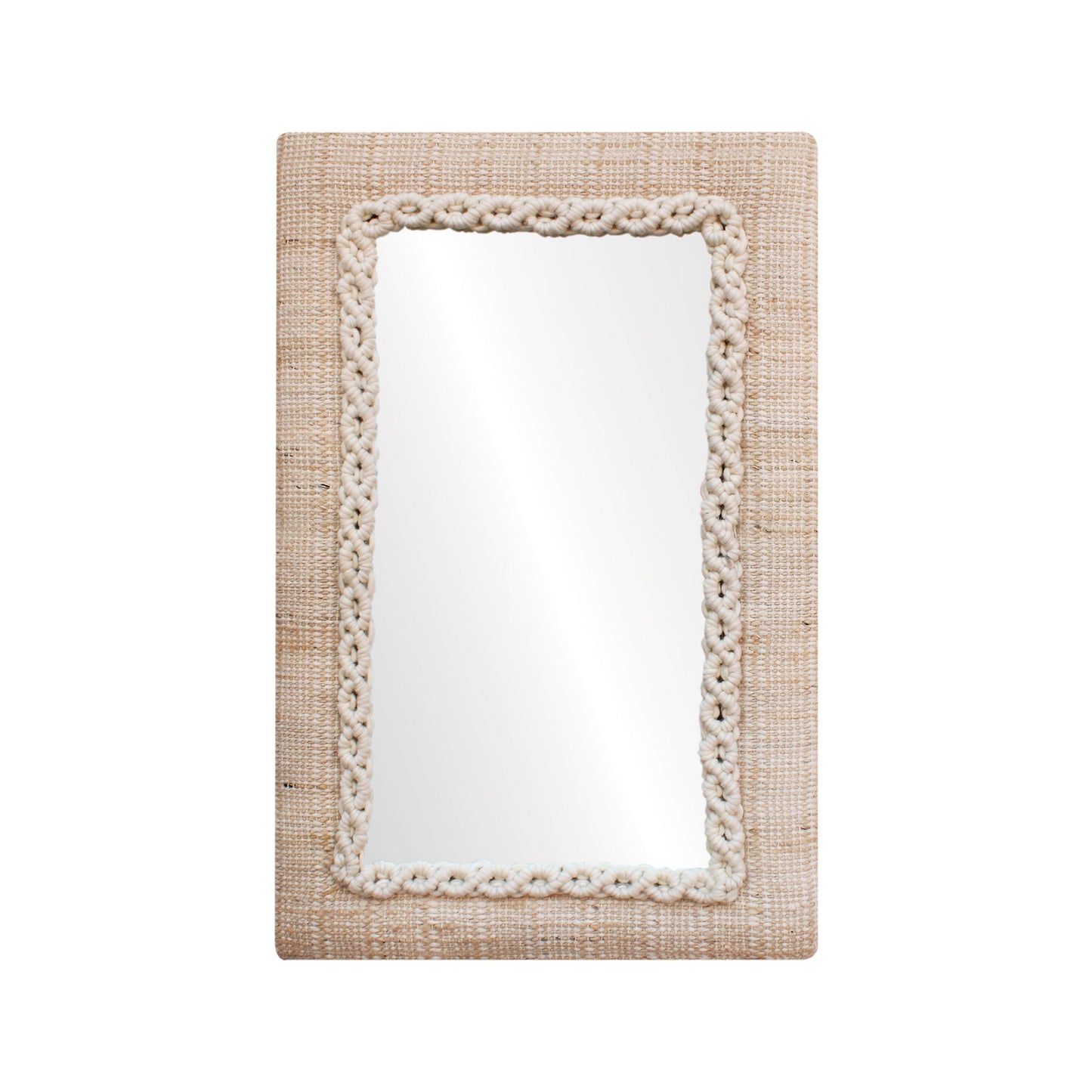 SNAGOV WALL MIRROR - IVORY/NATURAL - HAND WOVEN - WOOL/JUTE & MDF
