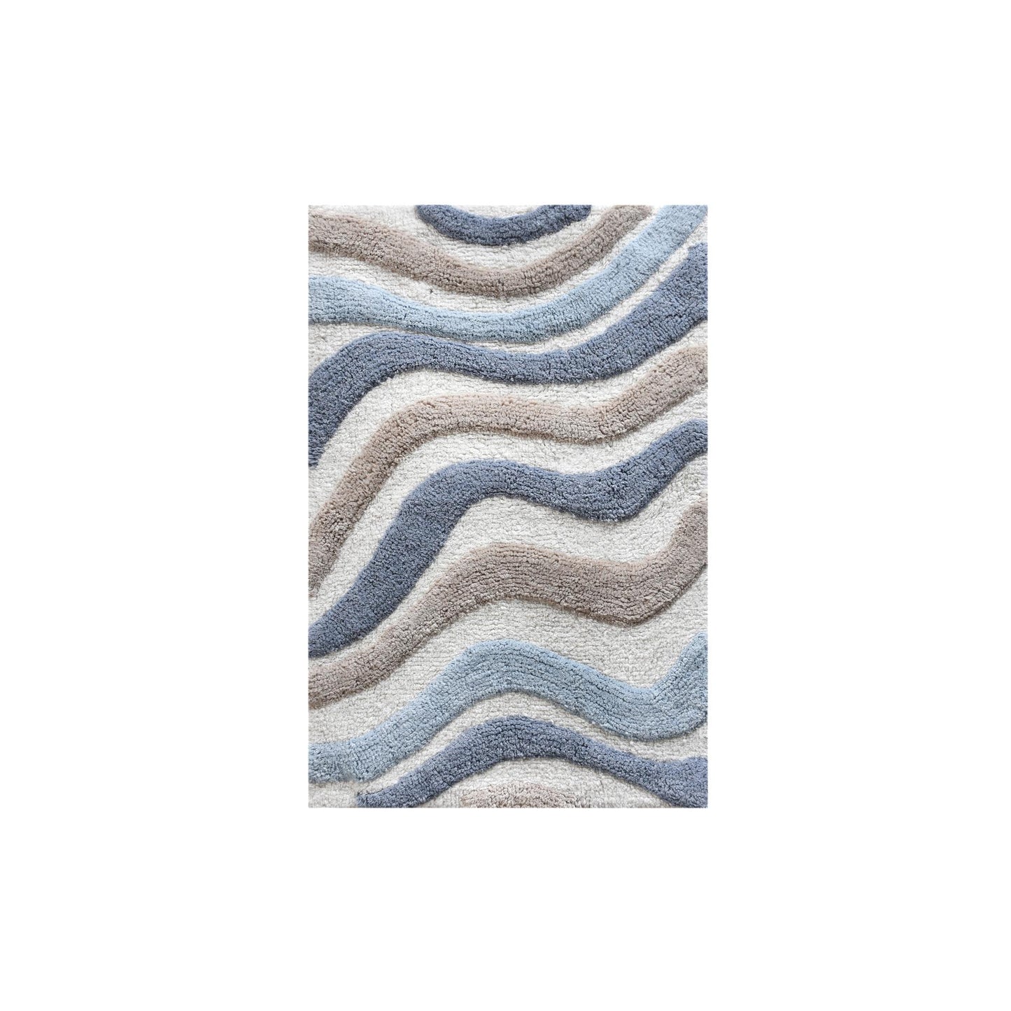 KHOTSO BATH RUG - IVORY/BEIGE/BLUE - COTTON - TABLE TUFTED