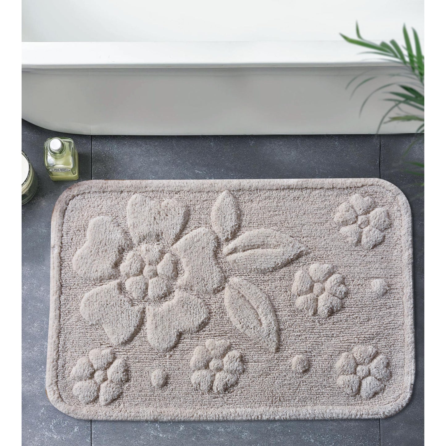 SCHELL BATH RUG - NATURAL/IVORY - TABLE TUFTED - COTTON