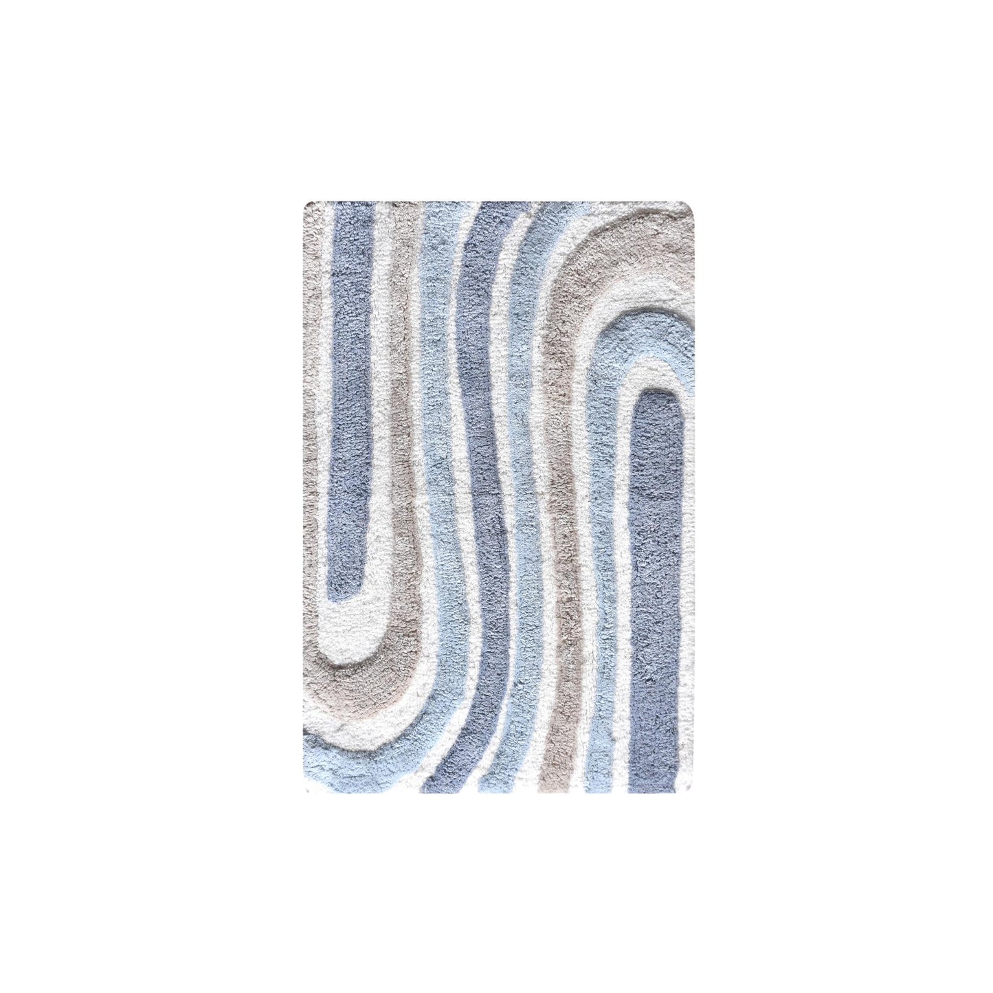 LUHHER BATH RUG - IVORY/BLUE/BEIGE - TABLE TUFTED - COTTON