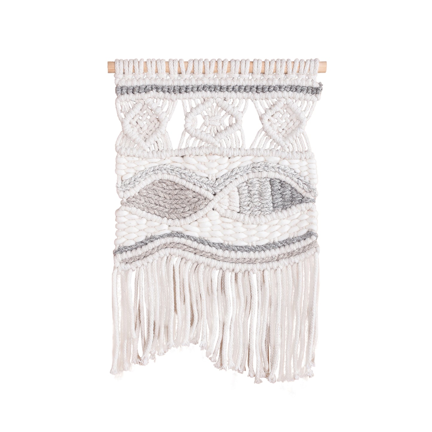UNITA WALL HANGING - IVORY/BEIGE/GREY - HAND KNITTED - WOOL DORI