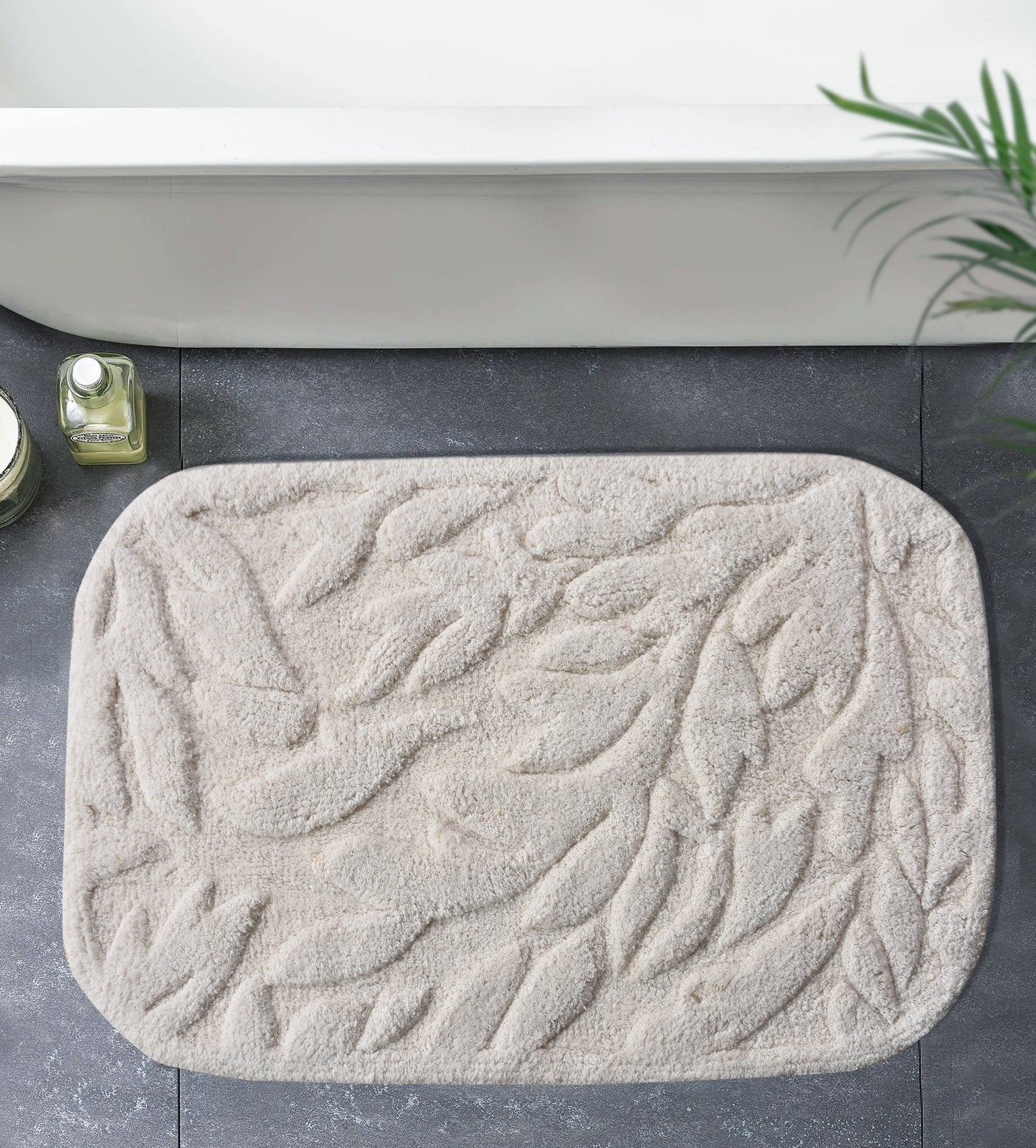 HELMUTH BATH RUG - IVORY - TABLE TUFTED - COTTON