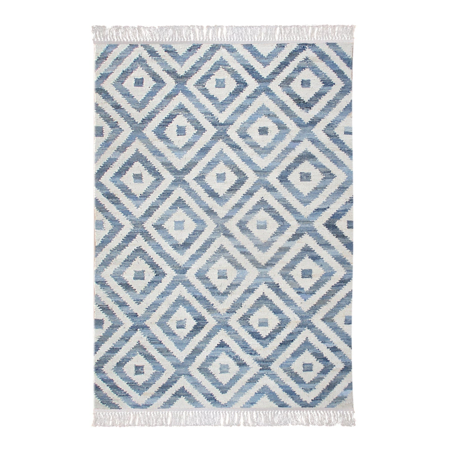 Area Rug, Bedroom Rug, Living Room Rug, Living Area Rug, Indian Rug, Office Carpet, Office Rug, Shop Rug Online, Denim, Recycled Fabric, Blue, Pitloom, Flat Weave, diamond