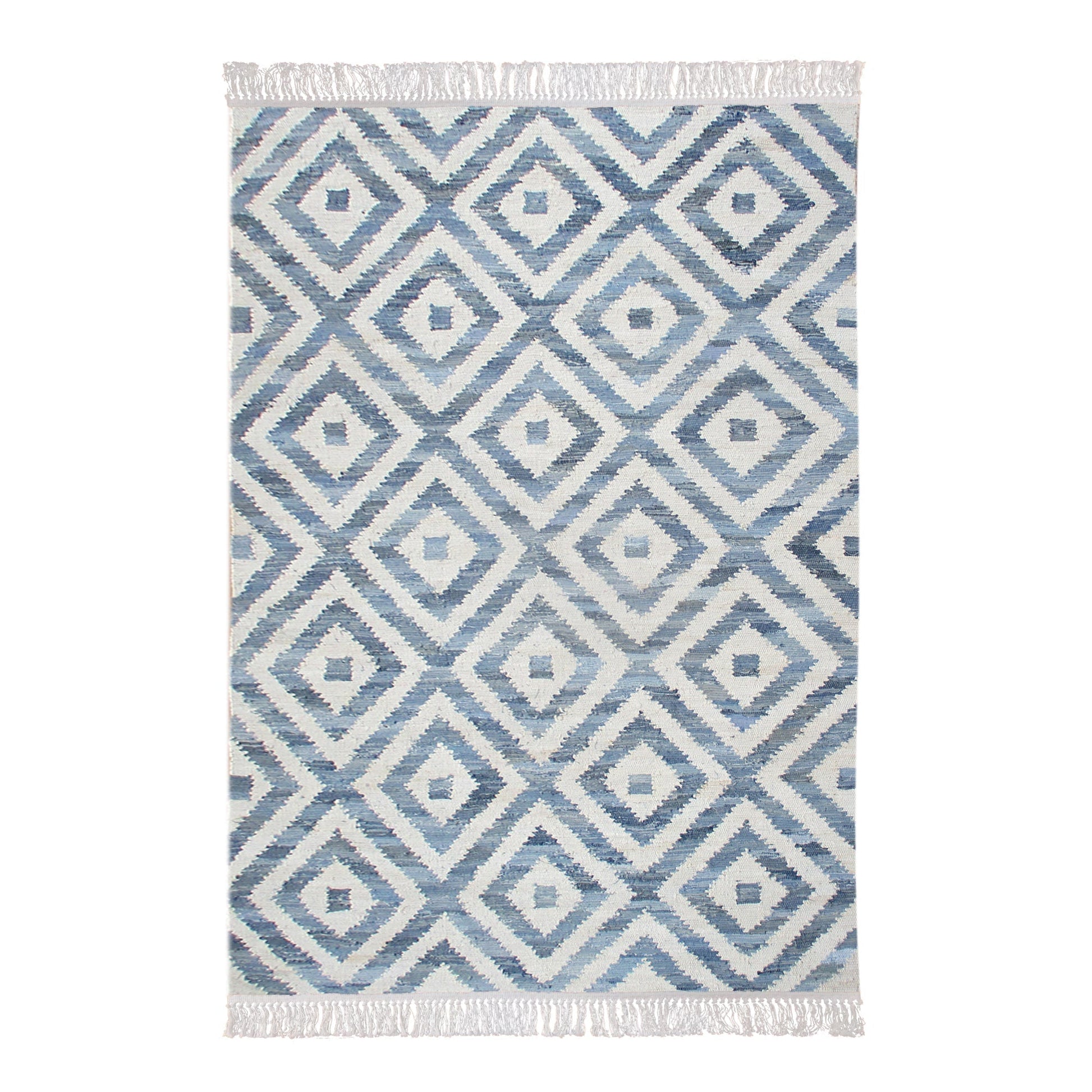 Area Rug, Bedroom Rug, Living Room Rug, Living Area Rug, Indian Rug, Office Carpet, Office Rug, Shop Rug Online, Denim, Recycled Fabric, Blue, Pitloom, Flat Weave, diamond