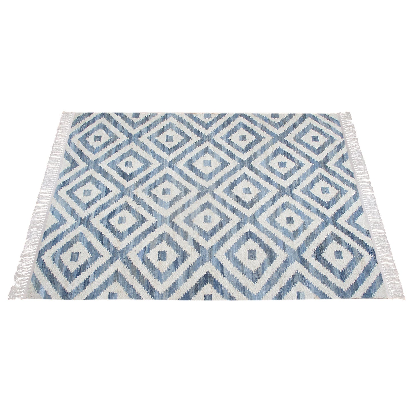 Area Rug, Bedroom Rug, Living Room Rug, Living Area Rug, Indian Rug, Office Carpet, Office Rug, Shop Rug Online, Denim, Recycled Fabric, Blue, Pitloom, Flat Weave, diamond