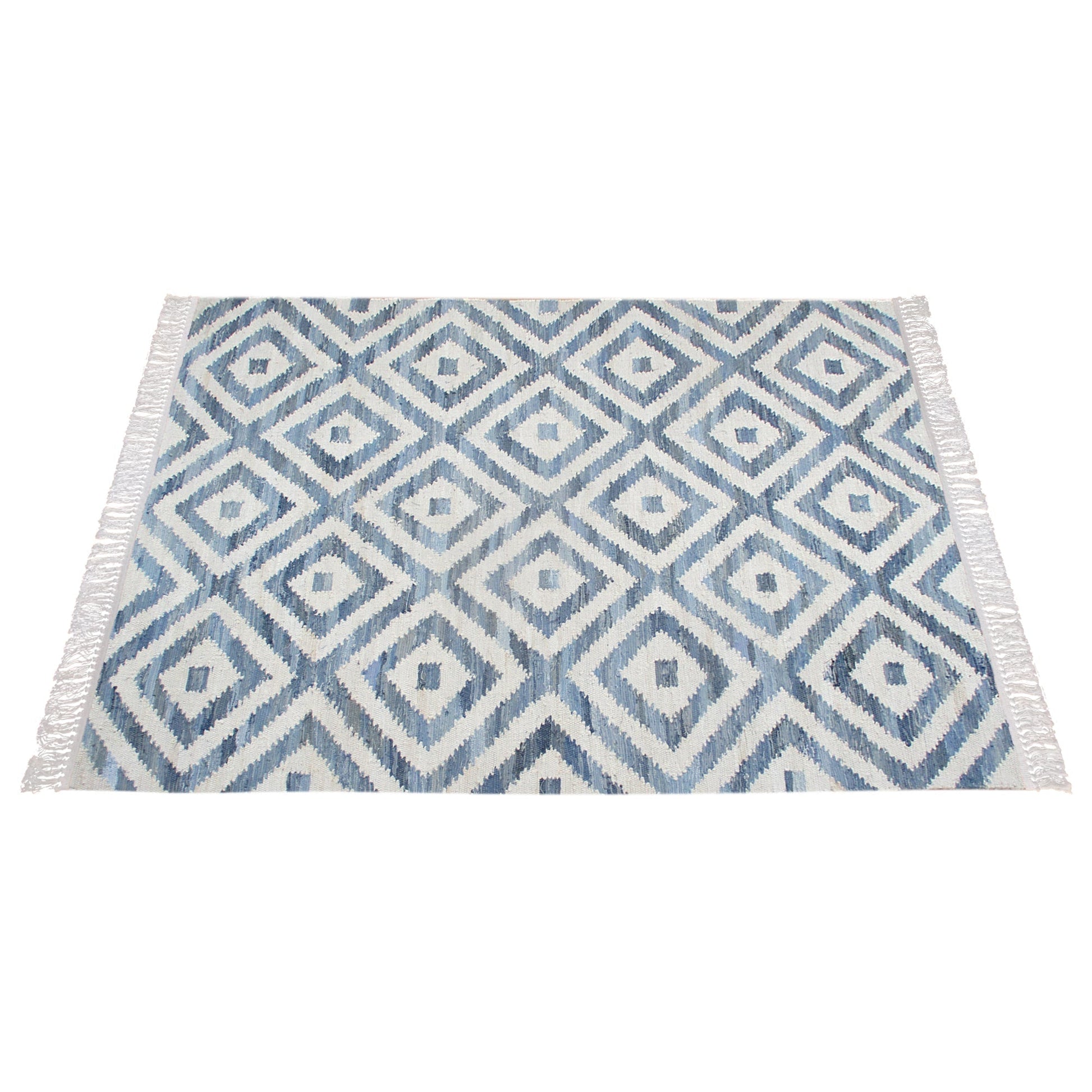 Area Rug, Bedroom Rug, Living Room Rug, Living Area Rug, Indian Rug, Office Carpet, Office Rug, Shop Rug Online, Denim, Recycled Fabric, Blue, Pitloom, Flat Weave, diamond