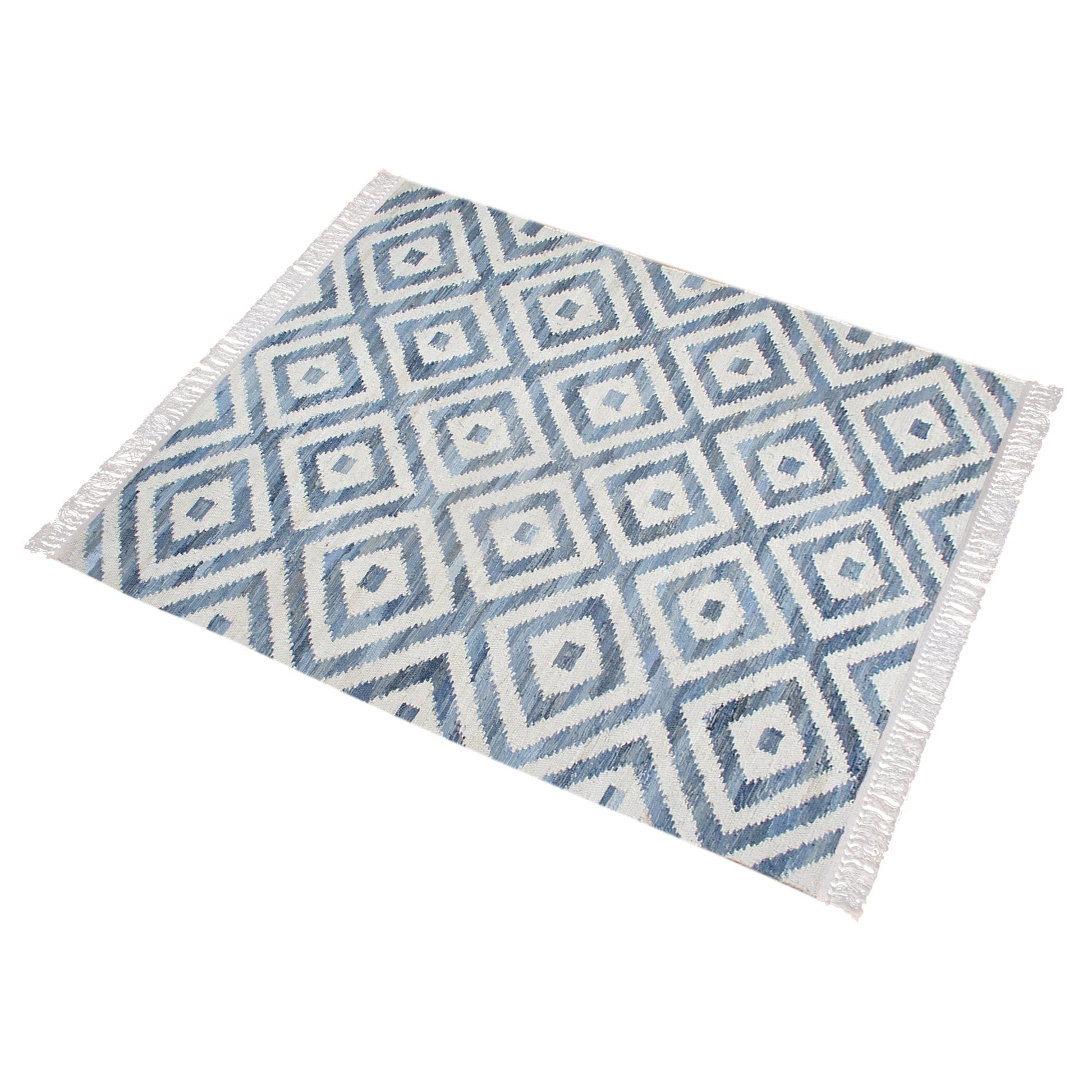 Area Rug, Bedroom Rug, Living Room Rug, Living Area Rug, Indian Rug, Office Carpet, Office Rug, Shop Rug Online, Denim, Recycled Fabric, Blue, Pitloom, Flat Weave, diamond
