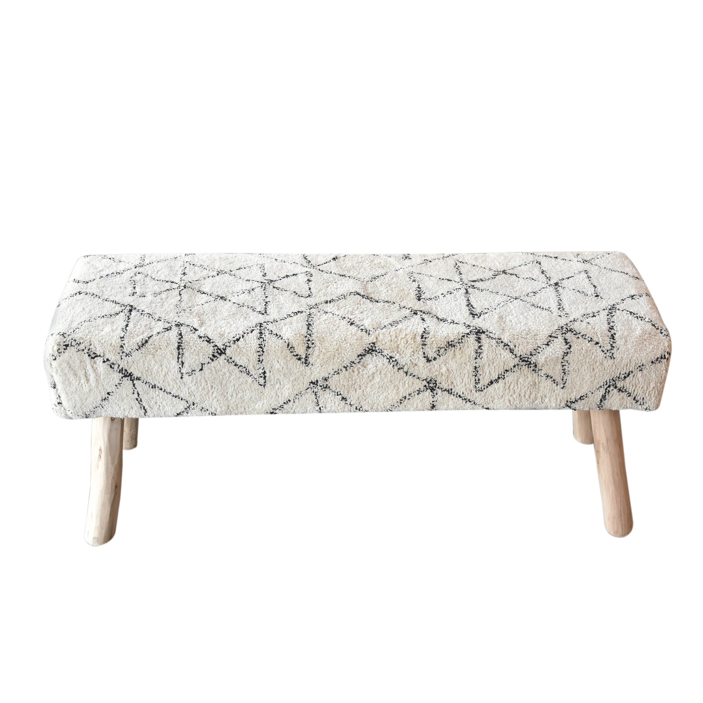 Agostin Bench, Cotton, Natural White, Charcoal, Bm Fn, All Cut
