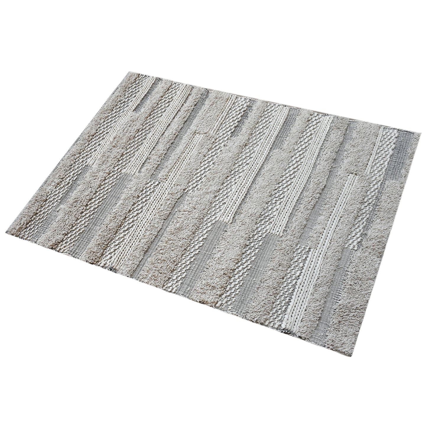 Area Rug, Bedroom Rug, Living Room Rug, Living Area Rug, Indian Rug, Office Carpet, Office Rug, Shop Rug Online, Cotton, Rag, Natural White, Pitloom, Cut And Loop, textured