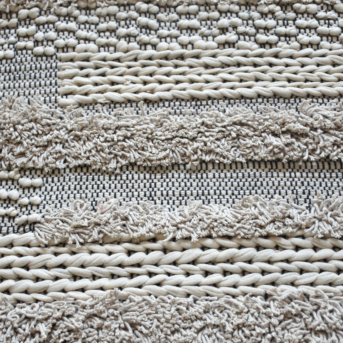Area Rug, Bedroom Rug, Living Room Rug, Living Area Rug, Indian Rug, Office Carpet, Office Rug, Shop Rug Online, Cotton, Rag, Natural White, Pitloom, Cut And Loop, textured
