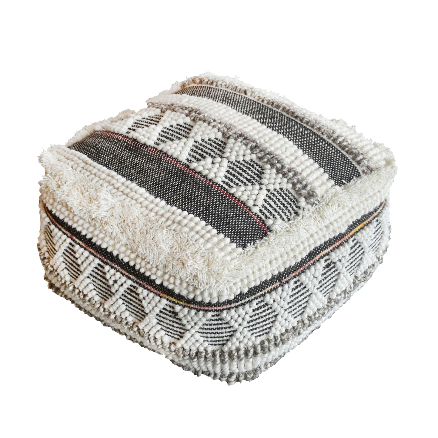Altare Pouf, Wool, Natural, Pitloom, Cut And Loop