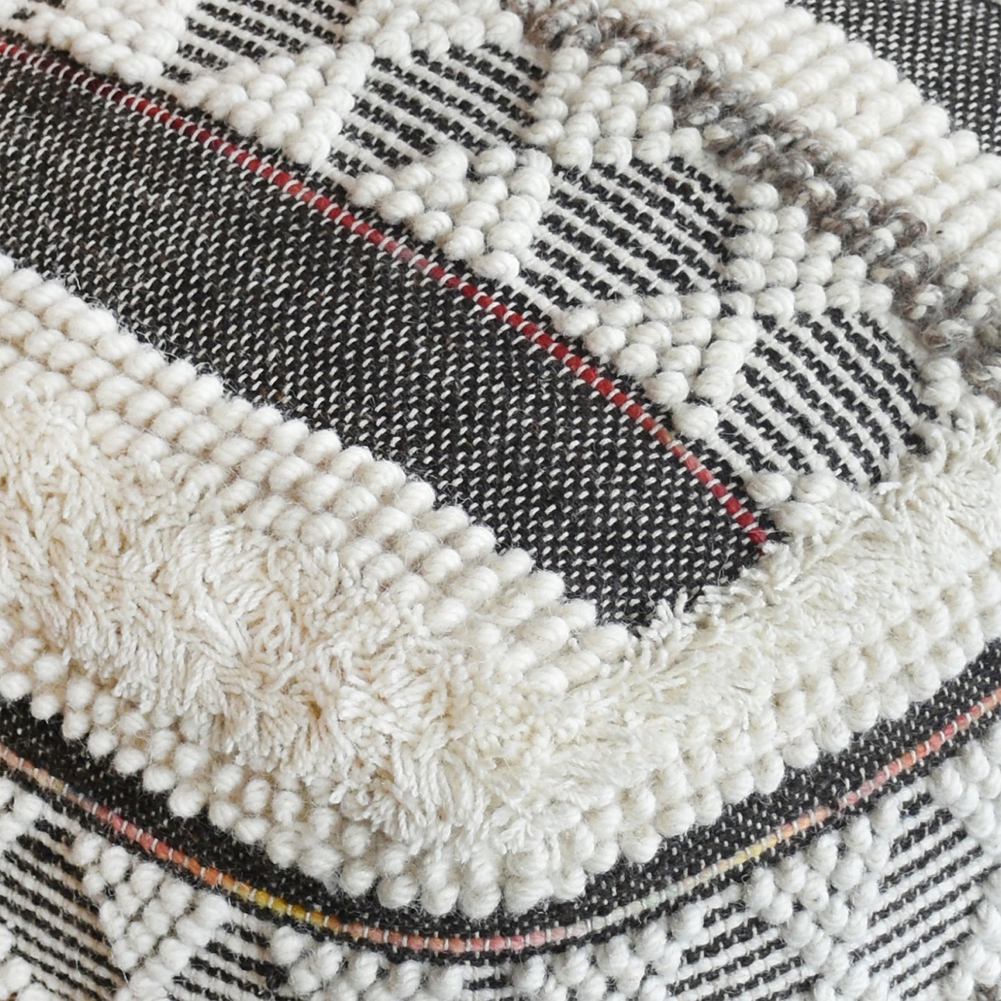 Altare Pouf, Wool, Natural, Pitloom, Cut And Loop