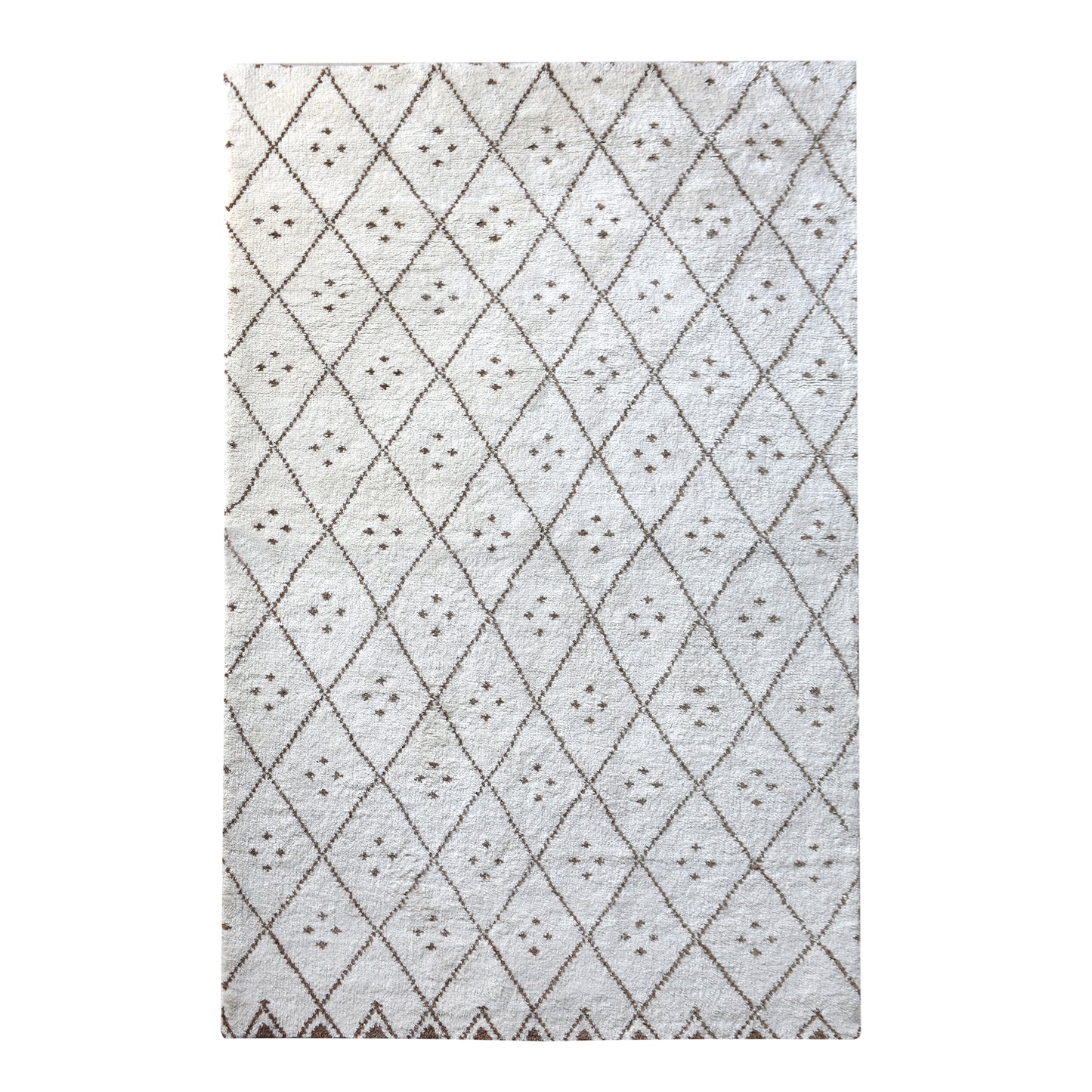 Area Rug, Bedroom Rug, Living Room Rug, Living Area Rug, Indian Rug, Office Carpet, Office Rug, Shop Rug Online, Wool, Natural White, Brown, diamond and dotted pattern