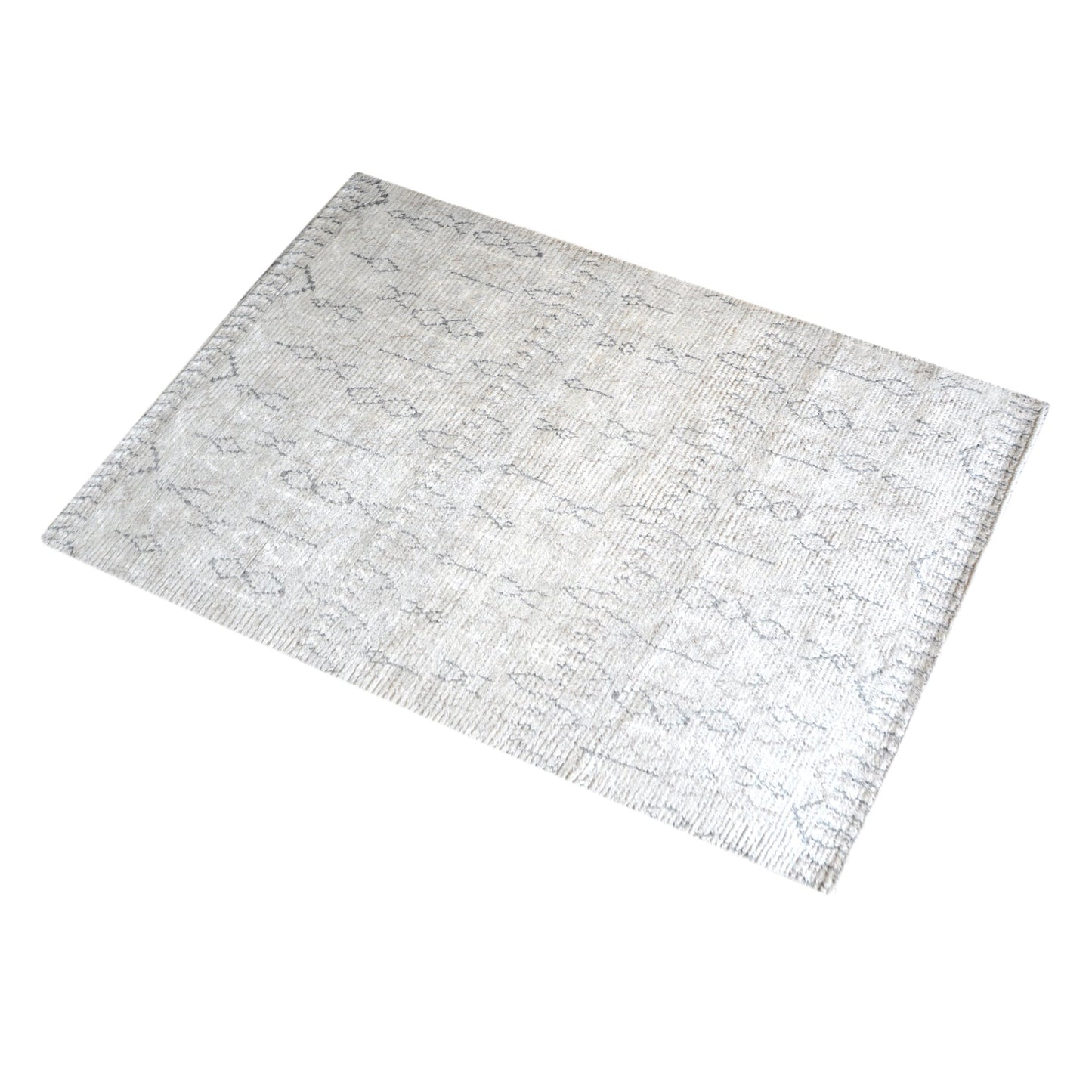 Area Rug, Bedroom Rug, Living Room Rug, Living Area Rug, Indian Rug, Office Carpet, Office Rug, Shop Rug Online, Wool, Viscose, Natural White, Grey, Hand knotted, All Cut, Traditional