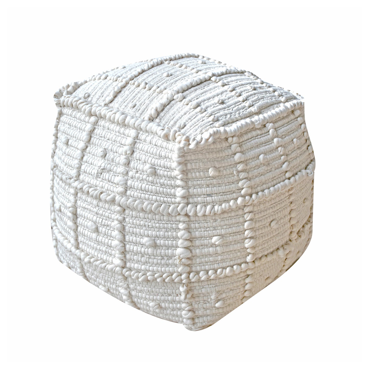 Arrino Pouf, Cotton, Natural White, Pitloom, All Loop