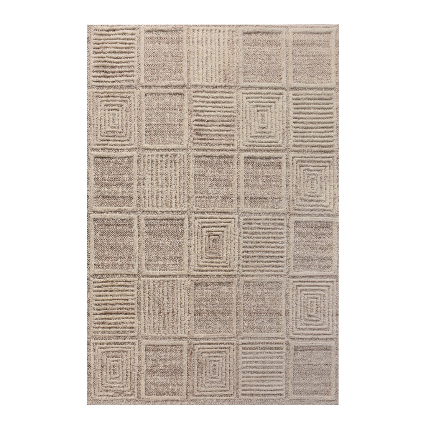 Area Rug, Bedroom Rug, Living Room Rug, Living Area Rug, Indian Rug, Office Carpet, Office Rug, Shop Rug Online, Wool, Natural White, Beige, Hand woven, Cut And Loop, geometric