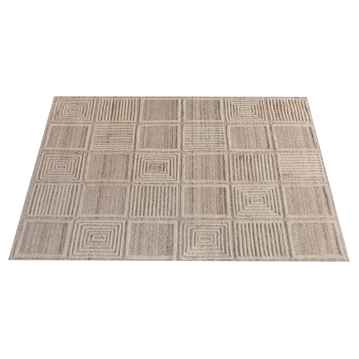 Area Rug, Bedroom Rug, Living Room Rug, Living Area Rug, Indian Rug, Office Carpet, Office Rug, Shop Rug Online, Wool, Natural White, Beige, Hand woven, Cut And Loop, geometric