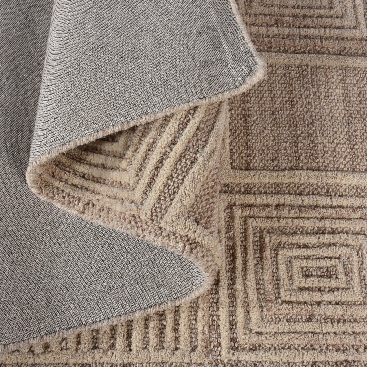 Area Rug, Bedroom Rug, Living Room Rug, Living Area Rug, Indian Rug, Office Carpet, Office Rug, Shop Rug Online, Wool, Natural White, Beige, Hand woven, Cut And Loop, geometric