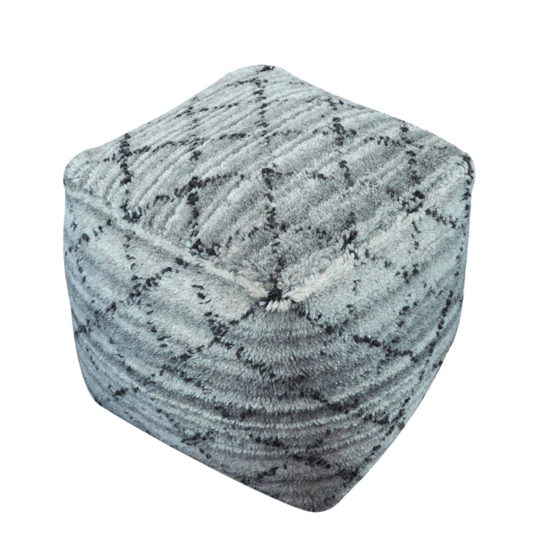 Azara Pouf , Wool, Grey, Bm Sn, All Cut