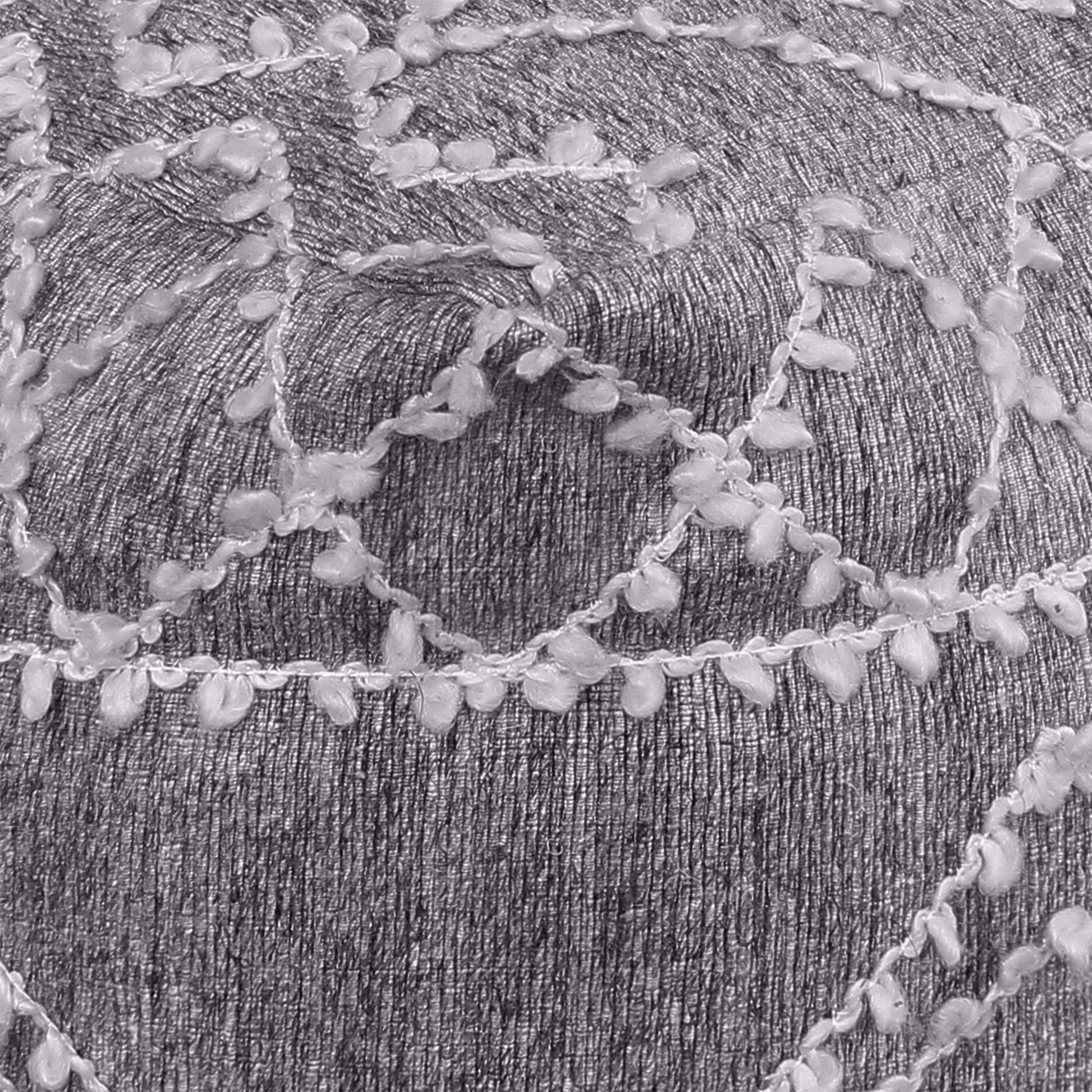 Badden Pouf, Wool, Viscose, Pet, Taupe, Jaquard Durry, Flat Weave