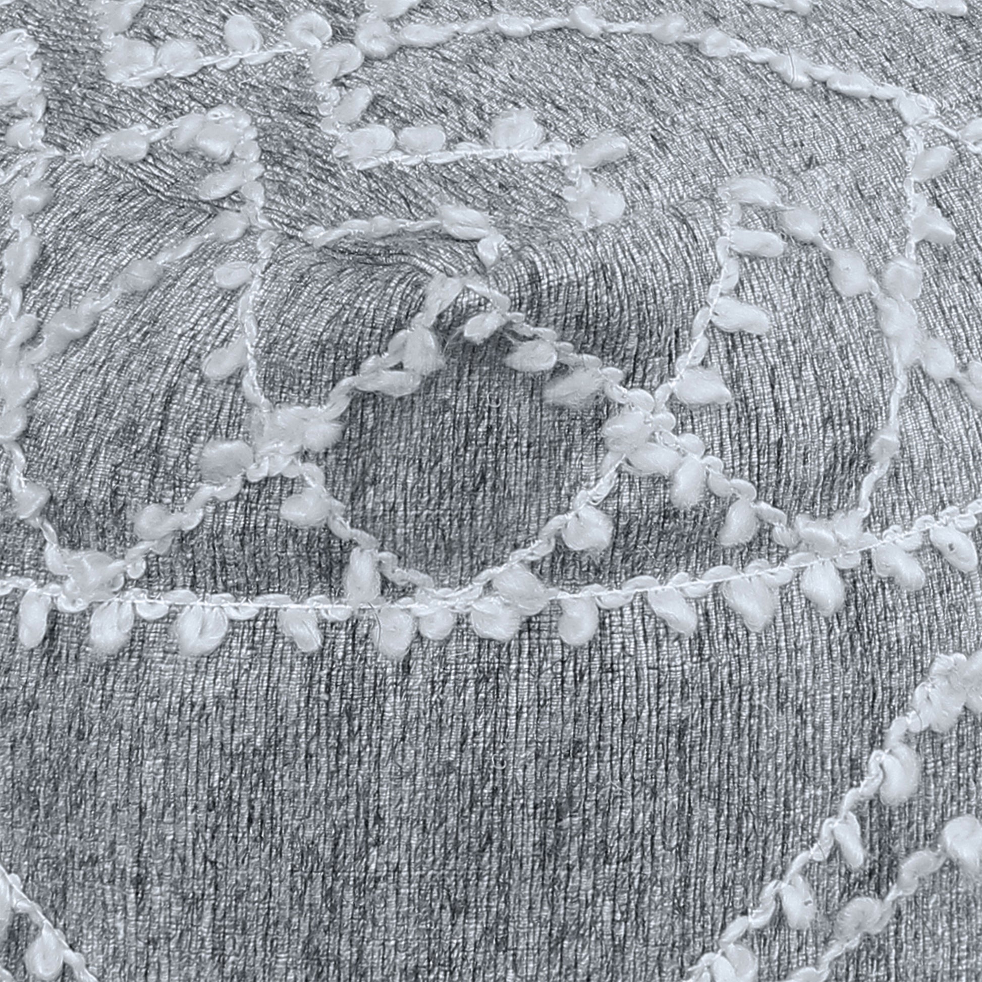 Badden Pouf, Wool, Viscose, Pet, Silver, Jaquard Durry, Flat Weave