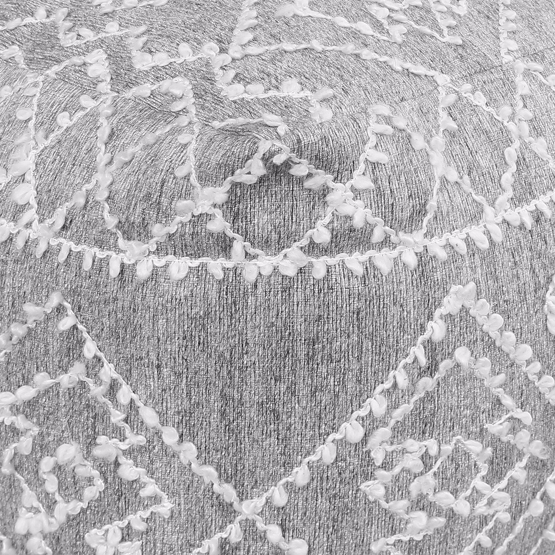 Badden Pouf, Wool, Viscose, Pet, Grey, Jaquard Durry, Flat Weave