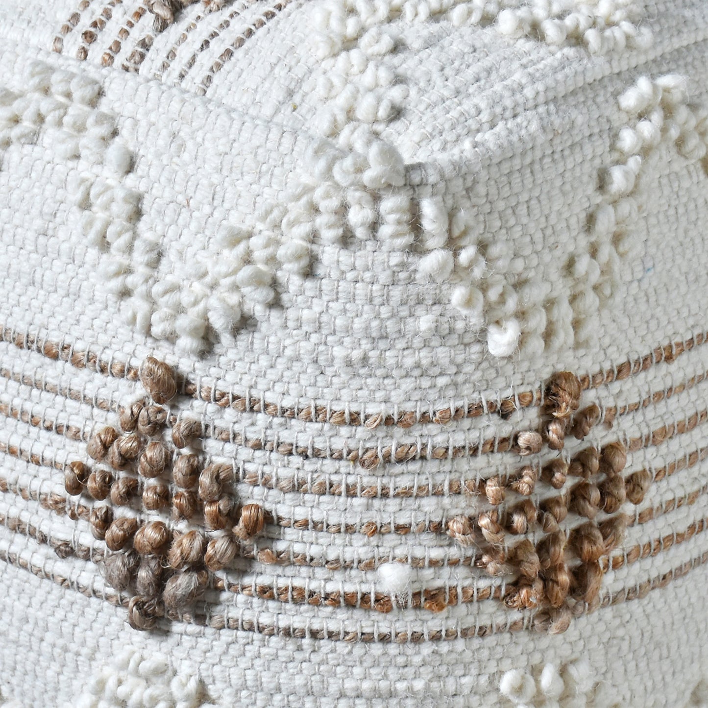 Beziers Pouf, Hemp, Wool, Natural White, Natural, Pitloom, All Loop