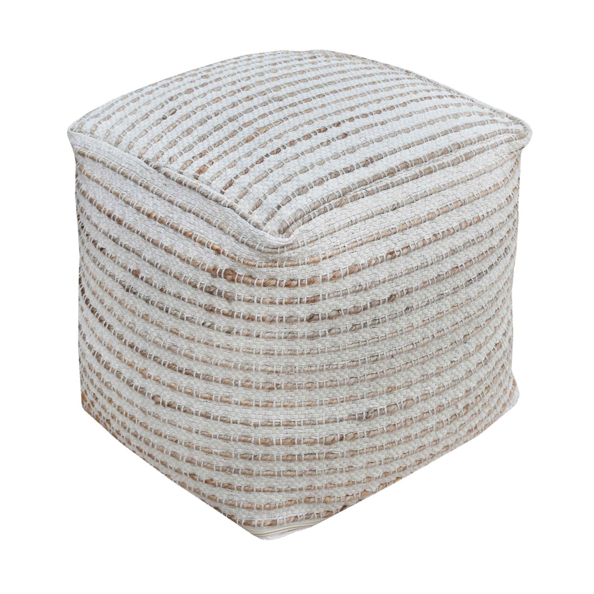 Blancos Pouf, Hemp, Cotton, Natural, Pitloom, Flat Weave