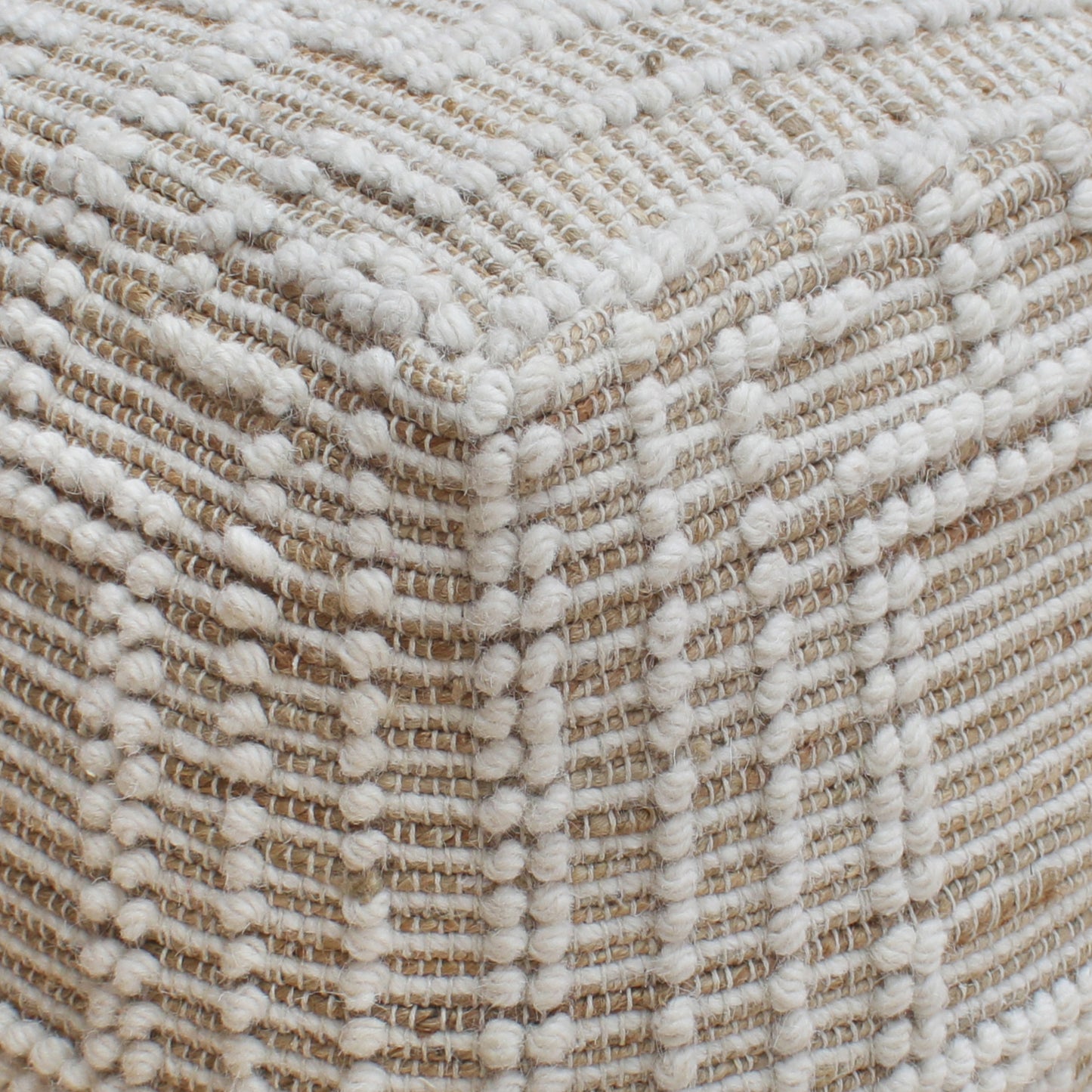 Borovo Pouf, Jute, Wool, Natural, Natural White, Pitloom, All Loop