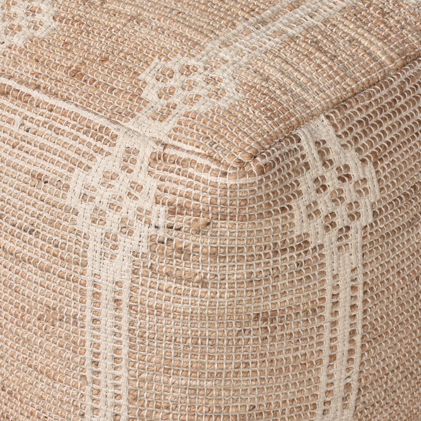 Bosho Pouf, Jute, Cotton, Natural, Natural White, Pitloom, Flat Weave