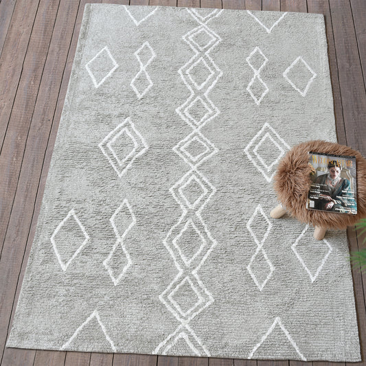 Area Rug, Bedroom Rug, Living Room Rug, Living Area Rug, Indian Rug, Office Carpet, Office Rug, Shop Rug Online, Cotton, Viscose, Silver, Natural White, Bm Fn, Cut And Loop, geometric