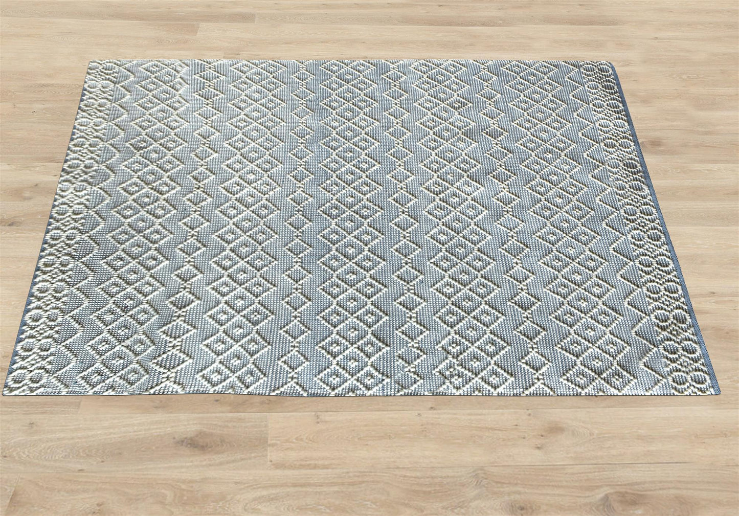 Area Rug, Bedroom Rug, Living Room Rug, Living Area Rug, Indian Rug, Office Carpet, Office Rug, Shop Rug Online, Wool, Blue, Natural White, Pitloom, All Loop, Geometrical