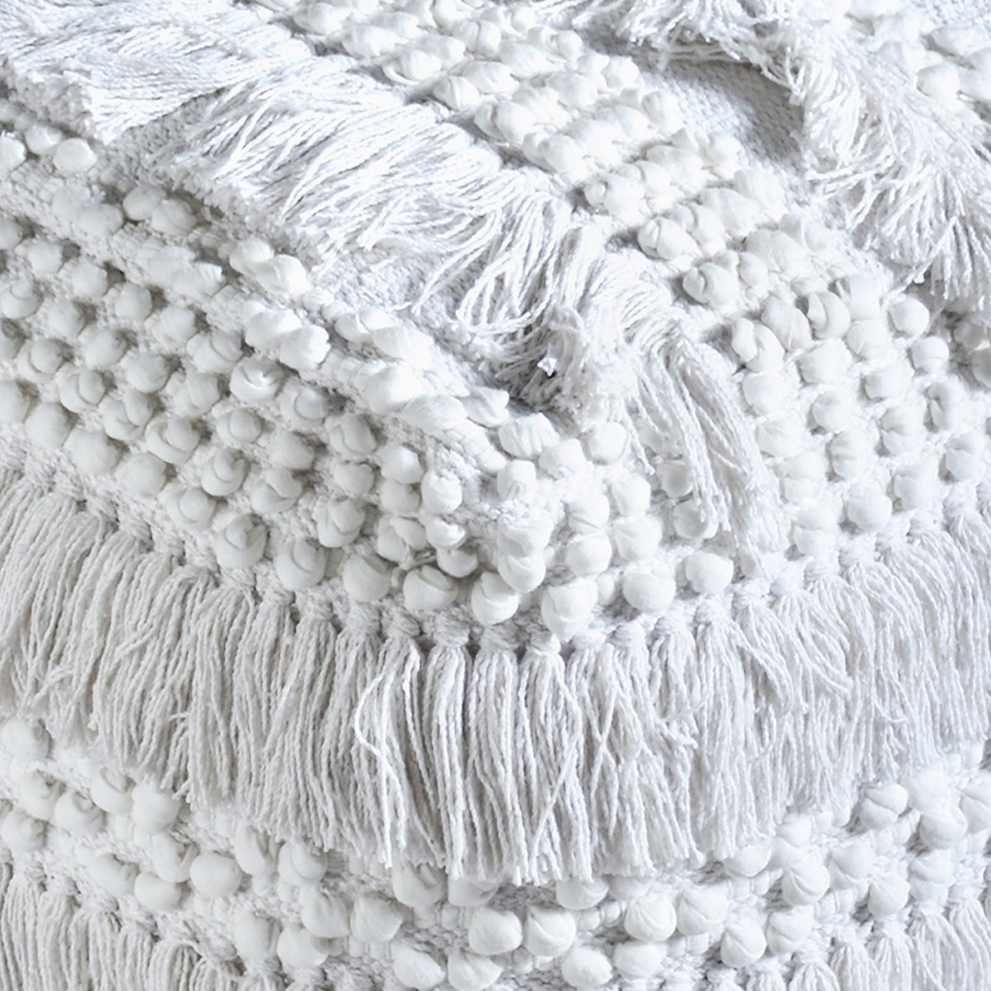 Cedura Pouf, Cotton, Viscose Rag, Natural White, Pitloom, All Loop