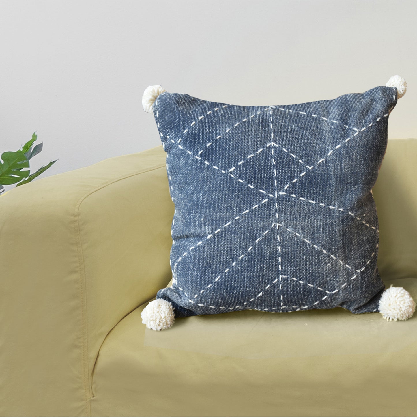 Cinnam Pillow, Cotton, Printed, Wool, Dark Grey, Pitloom, Flat Weave
