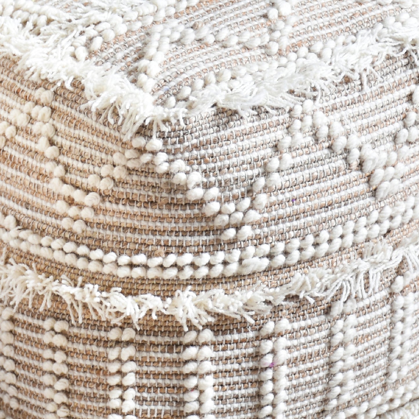 Constanza Pouf, Wool, Hemp, Natural, Natural White, Pitloom, All Cut