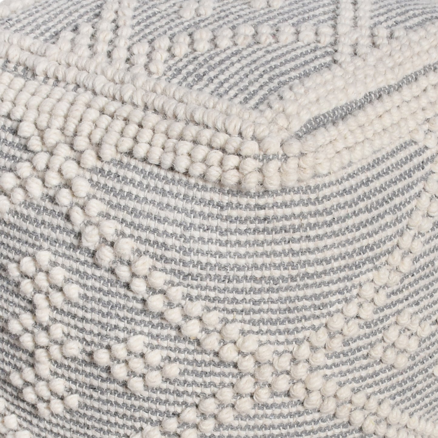 Cottian Pouf, Wool, Natural White, Grey, Pitloom, All Loop