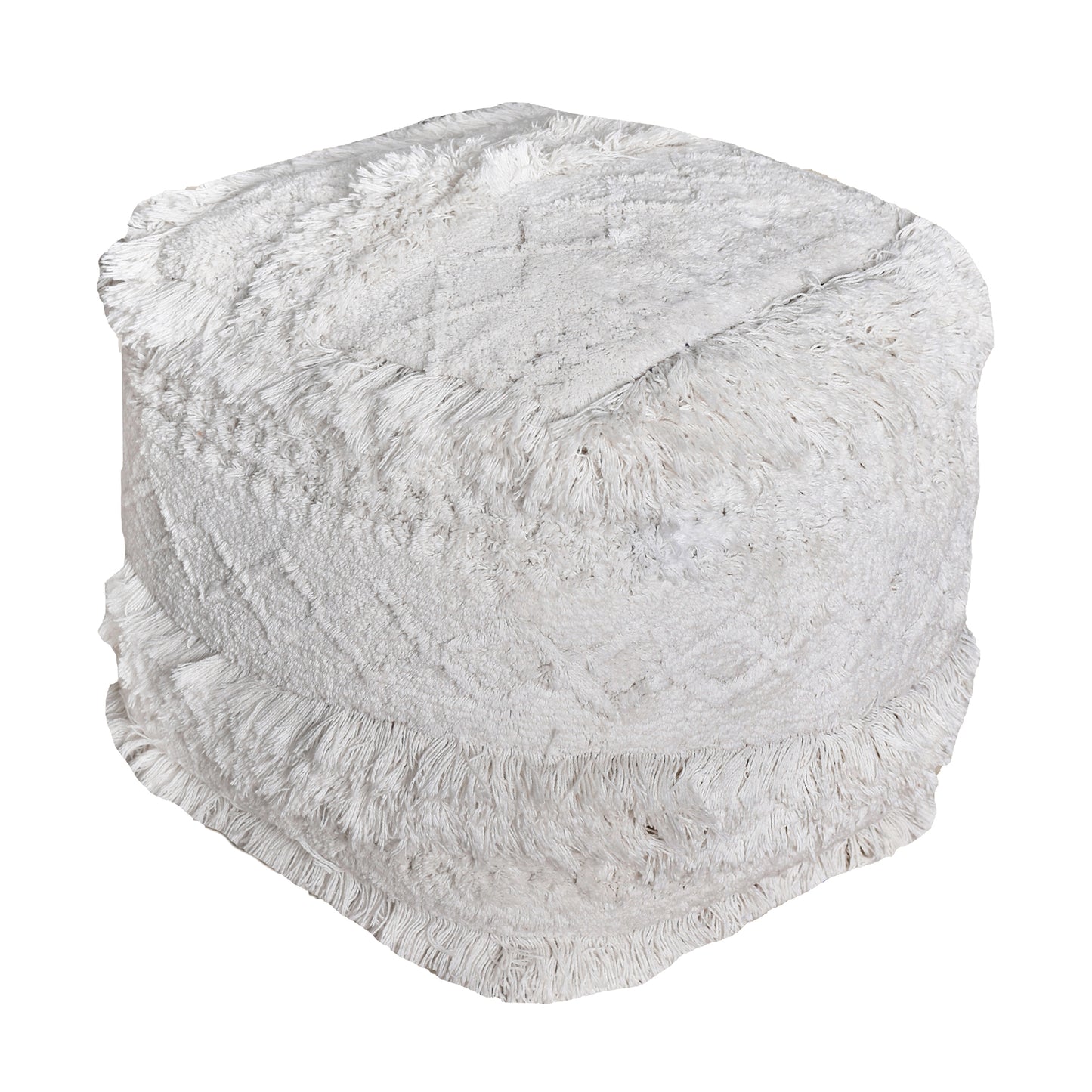 Curlew Pouf, Super Soft Cotton, Natural White, Bm Sn, All Cut