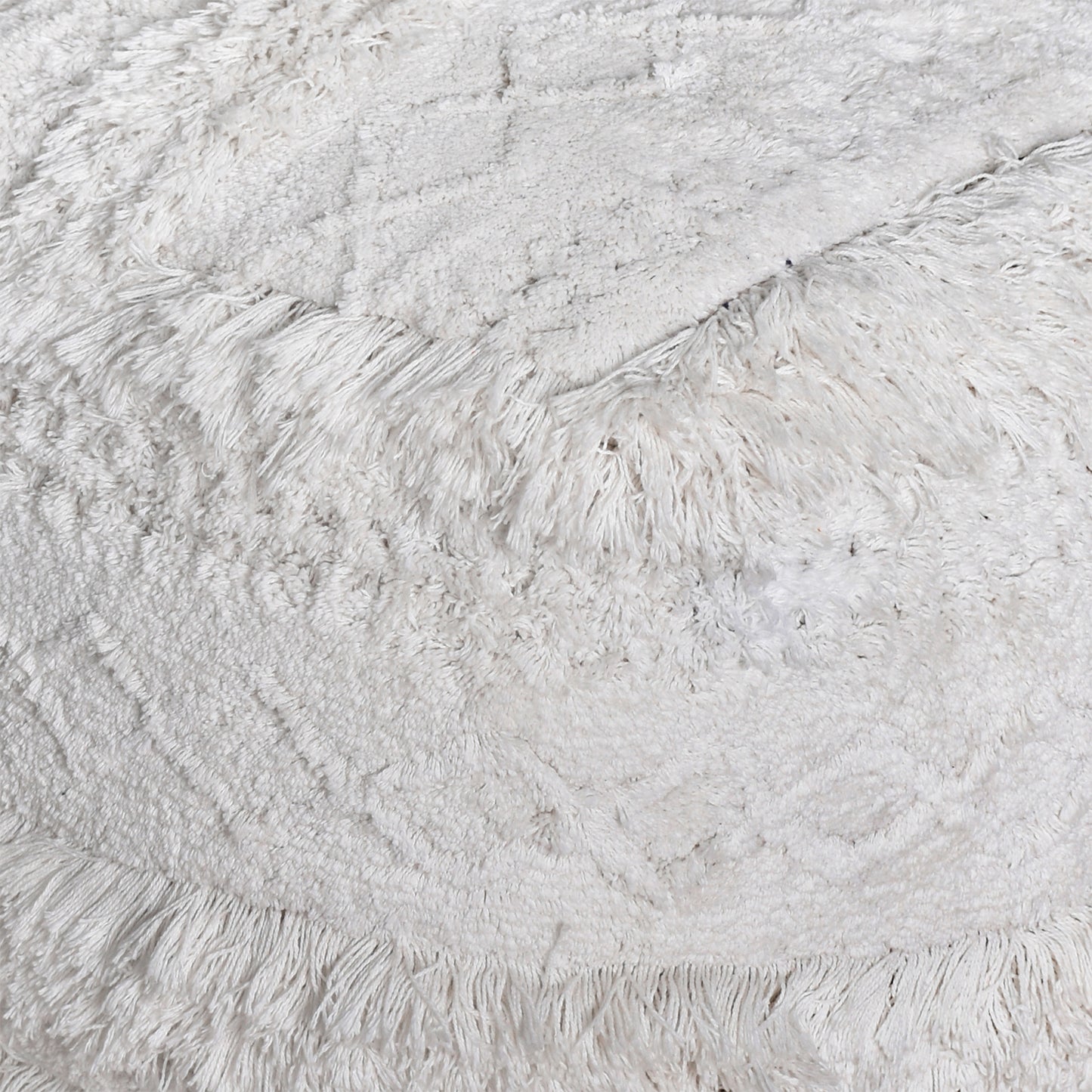 Curlew Pouf, Super Soft Cotton, Natural White, Bm Sn, All Cut