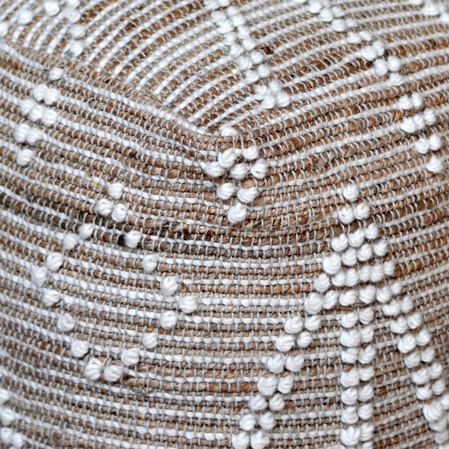 Delans Pouf, Jute, Wool, Natural, Natural White, Pitloom, All Loop