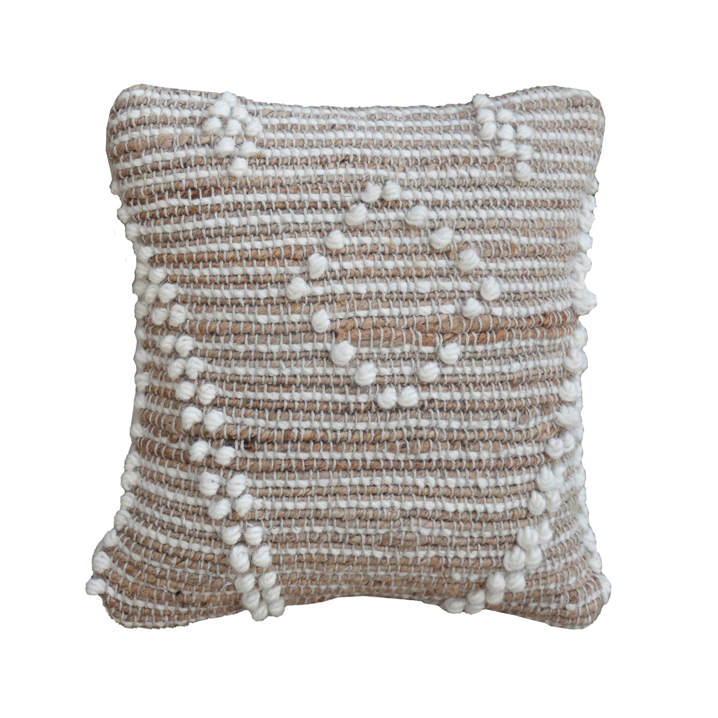 Delans Pillow, Wool, Jute, Natural, Natural White, Pitloom, All Loop