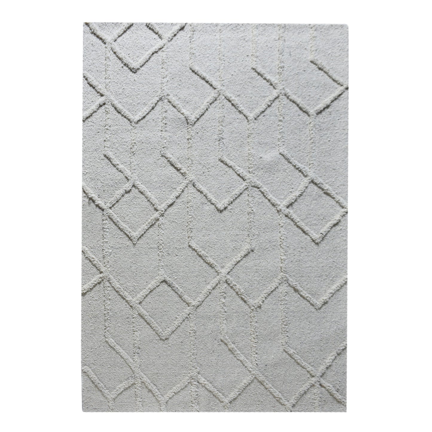 Area Rug, Bedroom Rug, Living Room Rug, Living Area Rug, Indian Rug, Office Carpet, Office Rug, Shop Rug Online, Wool, Natural White, Hand woven, Cut And Loop, Diamond